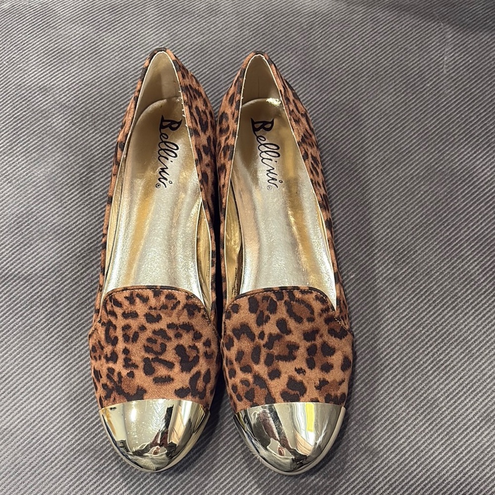 Bellini Leopard Print Women's Shoes with Gold Accents